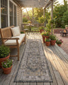 Patio Heritage Collection Area Rug -  Augusta (Charcoal) Runner Charcoal  lifestyle 62