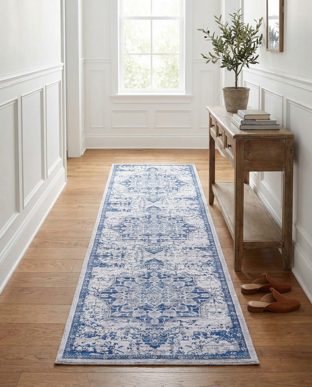 Baroque Era Collection Area Rug - Versailles (Gray Blue) Runner Gray Blue  lifestyle 65