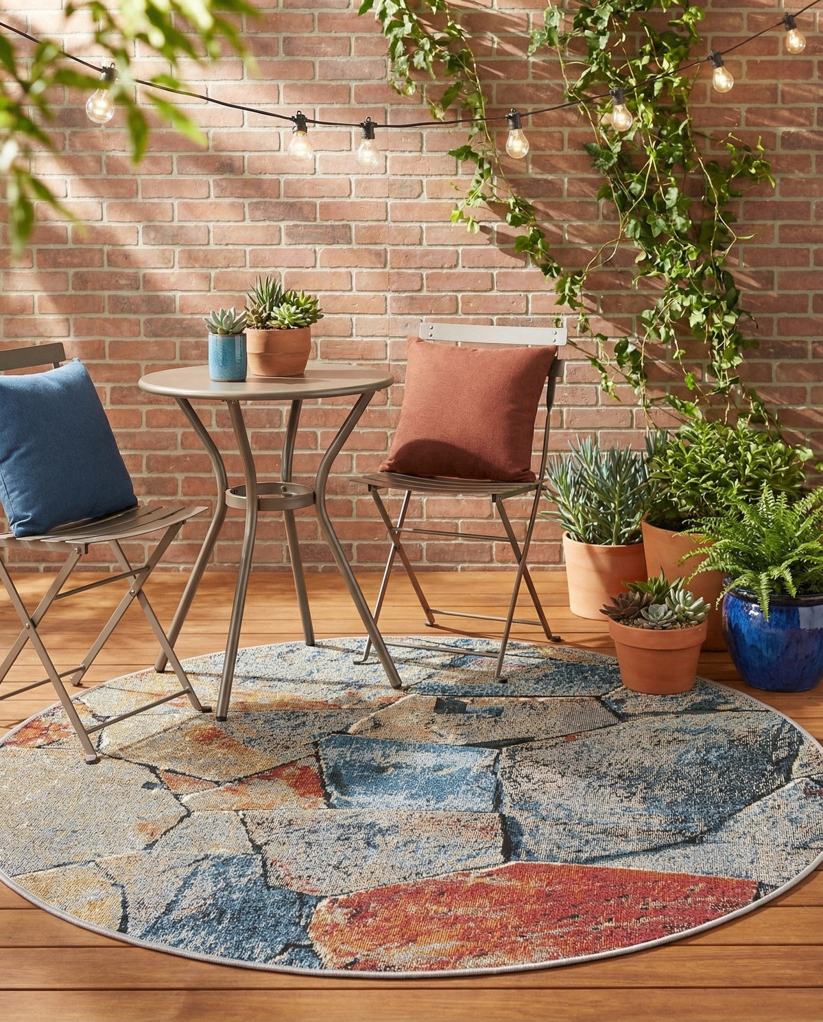 Urban Terrace Collection Area Rug -  Boulevard Round Multi  lifestyle 84