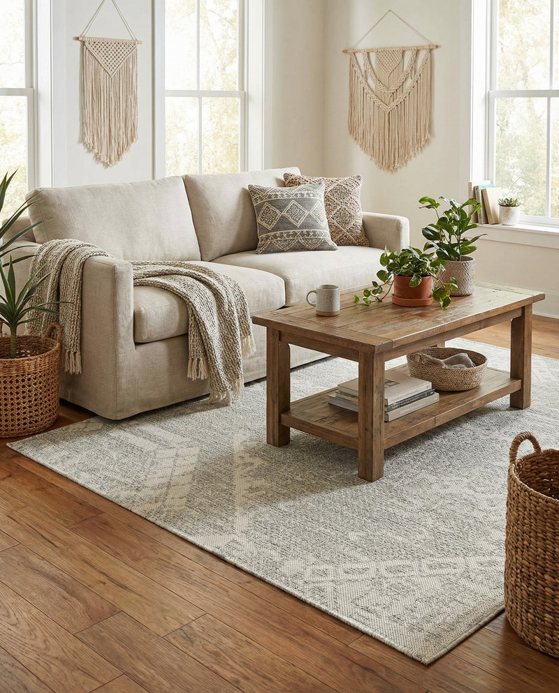 Desert Nomad Terrace Collection Area Rug - Sahara (Gray) Square Gray  lifestyle 52