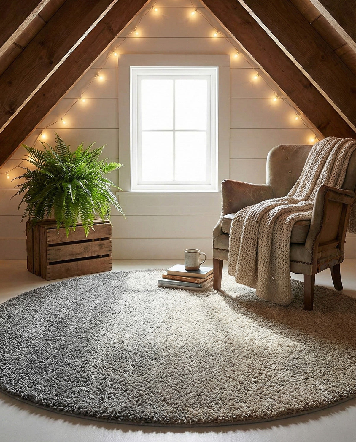 Cozy Cove Shag Collection Area Rug -  Lagoon Round Gray  lifestyle 93