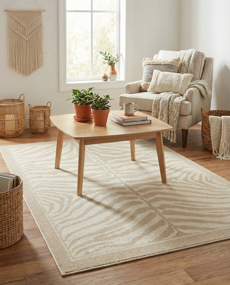 Savannah Sojourn Collection Area Rug -  Kalahari Rectangle Beige and Ivory  lifestyle 22