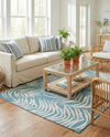 Seaside Blooms Collection Area Rug - Verdure (Light Aqua) Rectangle Light Aqua  lifestyle 7