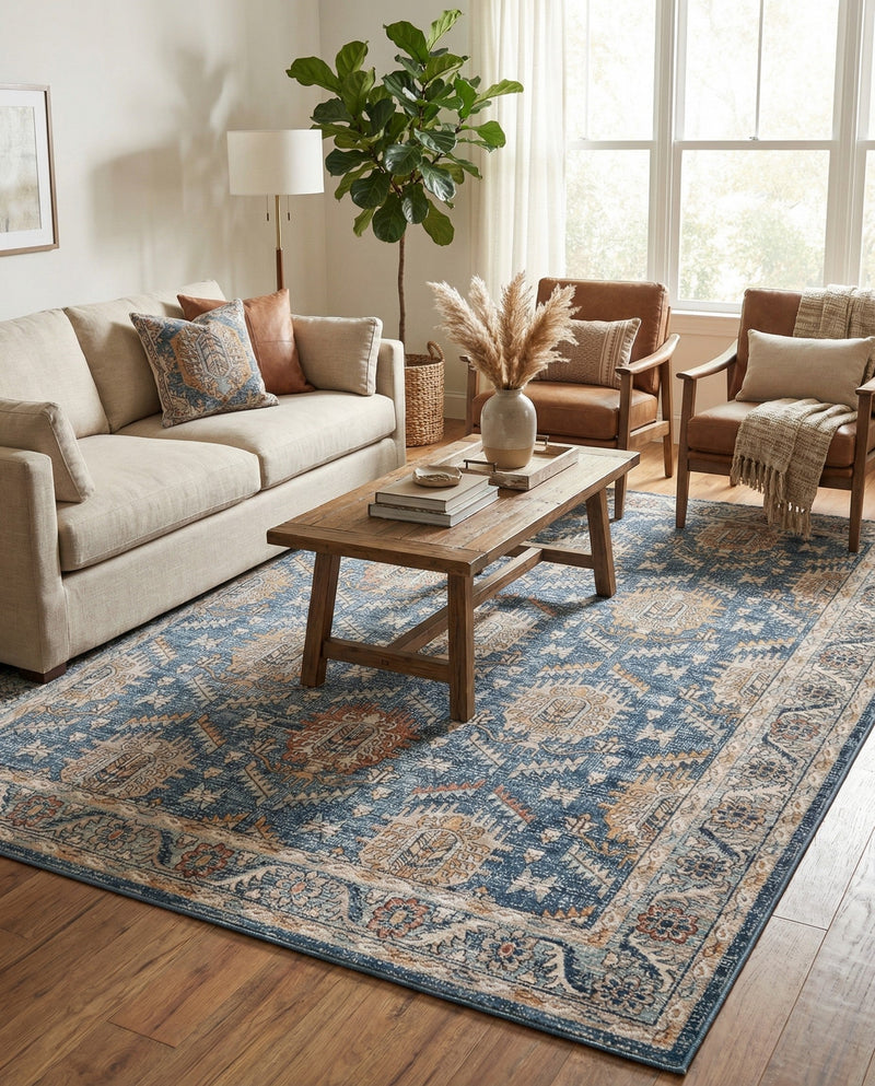 Mykonos Manor Collection Area Rug -  Paros Rectangle Blue  lifestyle 27