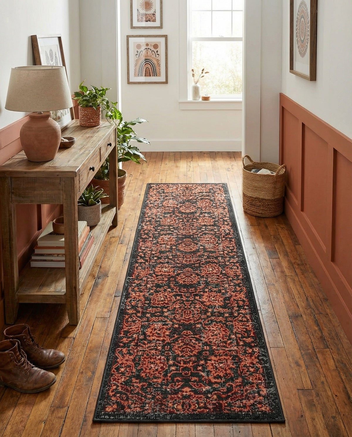 Geneva Terrace Collection Area Rug -  Lausanne Runner Black  lifestyle 188