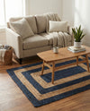 Woven Seaside Jute Collection Area Rug - Nautilus Rectangle Navy Blue Natural  lifestyle 12