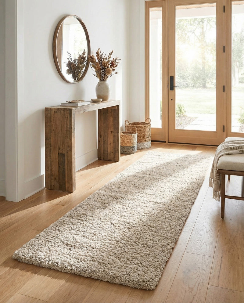 Cozy Comfort Shag Collection Area Rug - Haven (Oatmeal Beige) Runner Oatmeal Beige  lifestyle 50