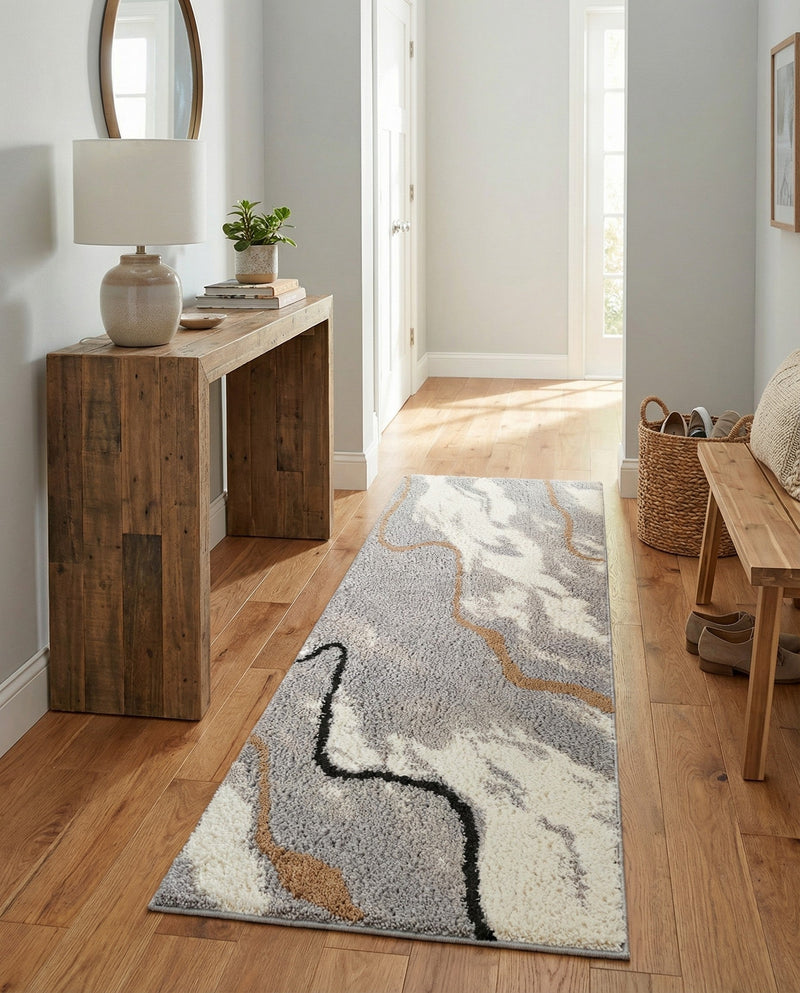 Sienna Collection Area Rug -  Tuscany Runner Gray and Ivory  lifestyle 51