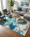 Urban Terrace Collection Area Rug -  Gazebo Rectangle Blue and Ivory  lifestyle 13