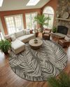 Seaside Blooms Collection Area Rug - Verdure (Charcoal) Round Charcoal  lifestyle 60