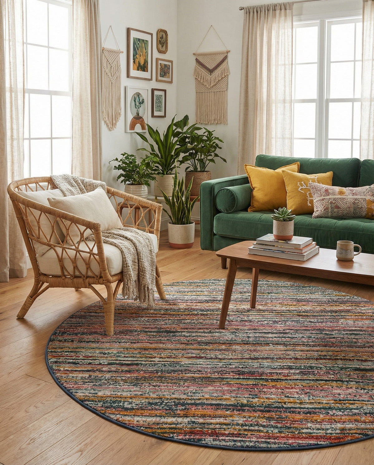 Jewel Oasis Collection Area Rug - Sapphire (Multi) Round Multi  lifestyle 134