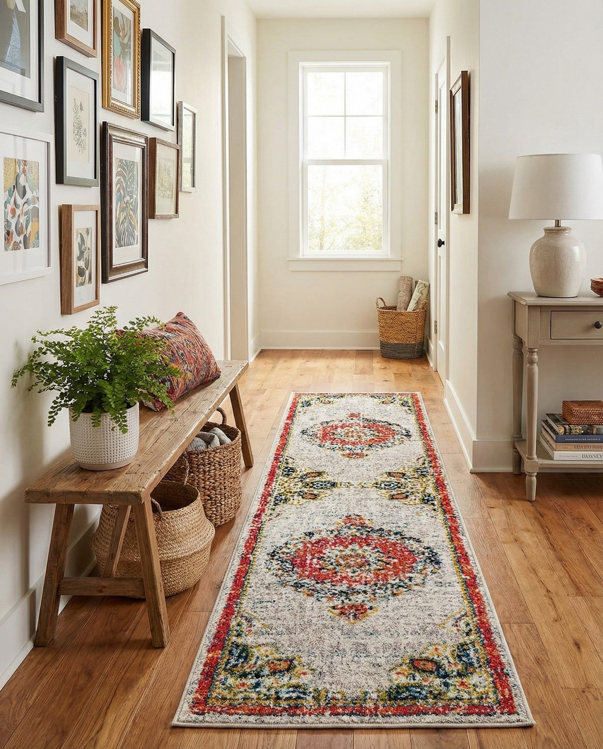Brighton Terrace Collection Area Rug - Hove (Ivory) Runner Ivory  lifestyle 118