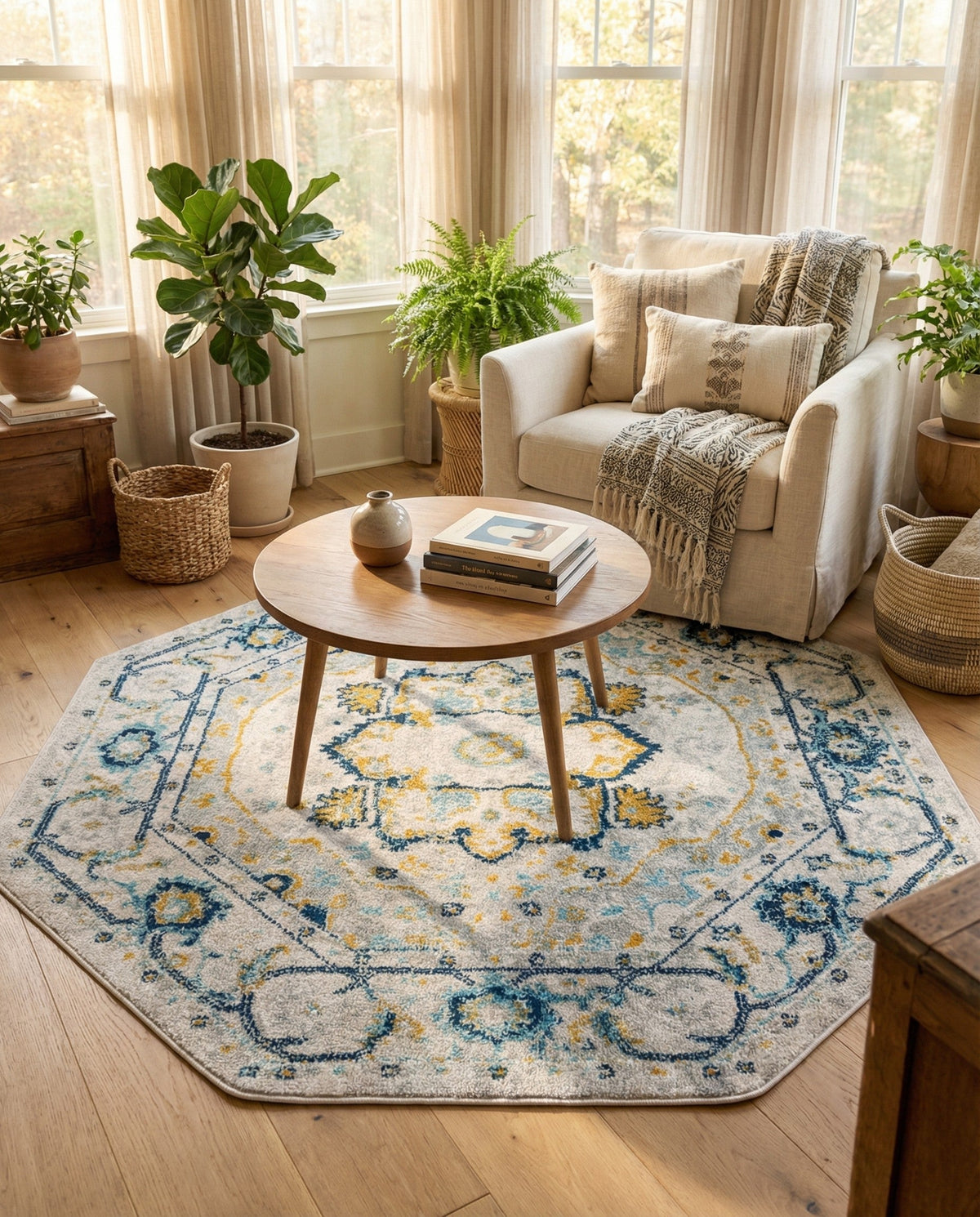 Parisian Elegance Collection Area Rug - Versailles (Gray) Octagon Gray  lifestyle 91