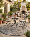 Patio Heritage Collection Area Rug -  Augusta (Charcoal) Round Charcoal  lifestyle 59