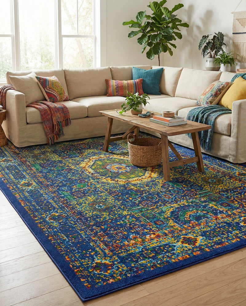 Caribbean Cove Collection Area Rug -  Grenada Rectangle Navy Blue  lifestyle 9