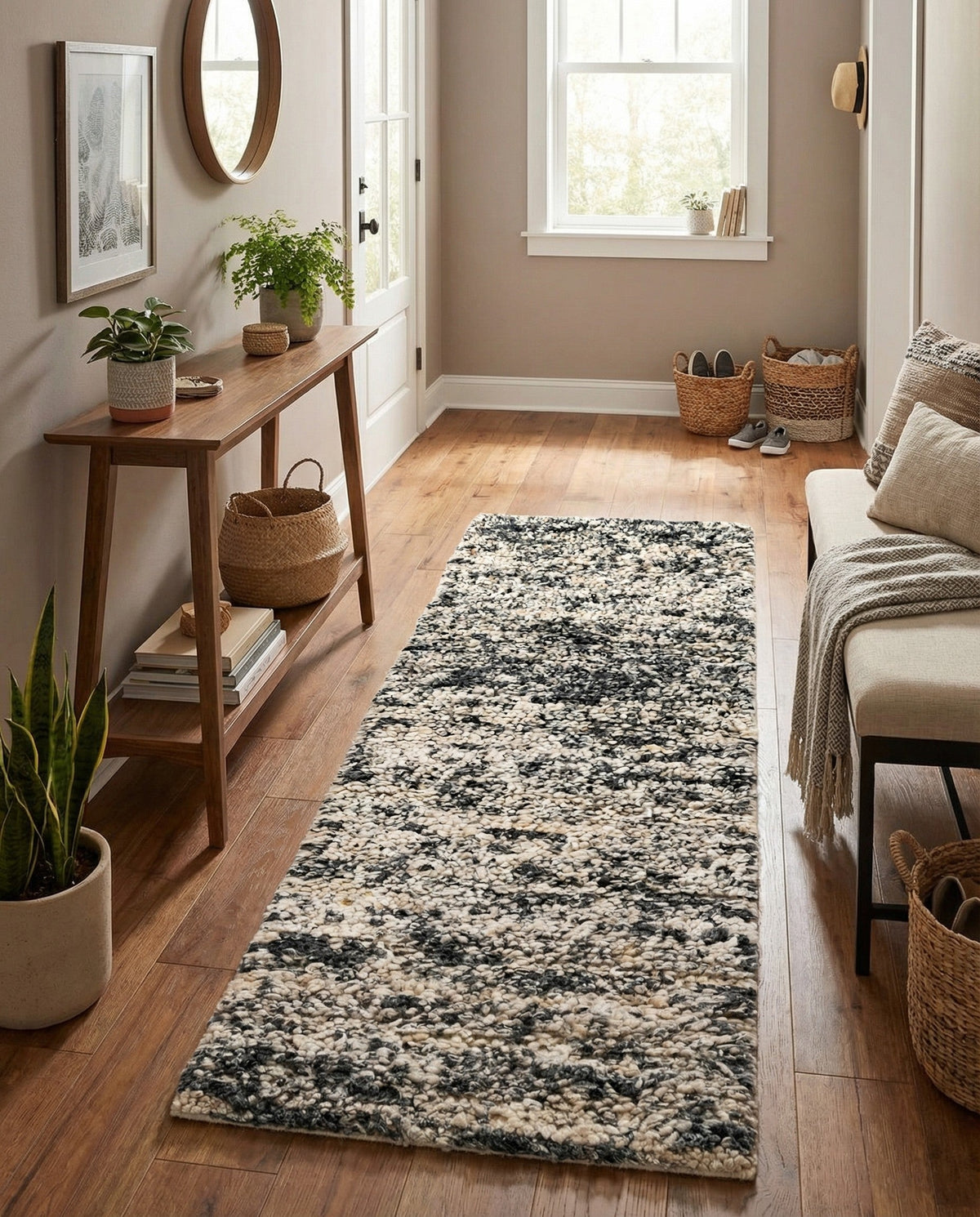 Wellington Luxe Shag Collection Area Rug - Kapiti Runner Salt and Pepper  lifestyle 99