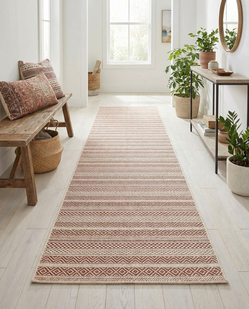 Seaside Stripes Collection Area Rug -  Boardwalk (Red) Runner Red  lifestyle 76