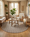 Seaside Stripes Collection Area Rug -  Boardwalk (Natural) Round Natural  lifestyle 26
