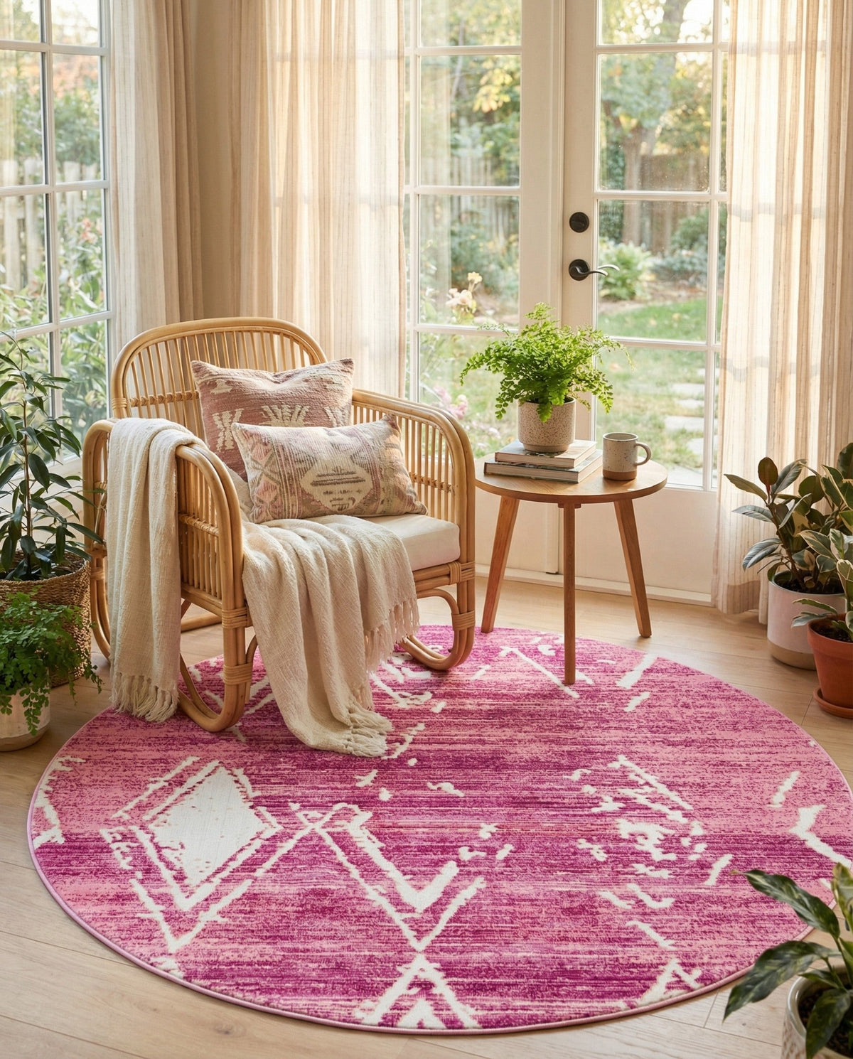 Metro Heights Collection Area Rug -  Madison Round Pink  lifestyle 156