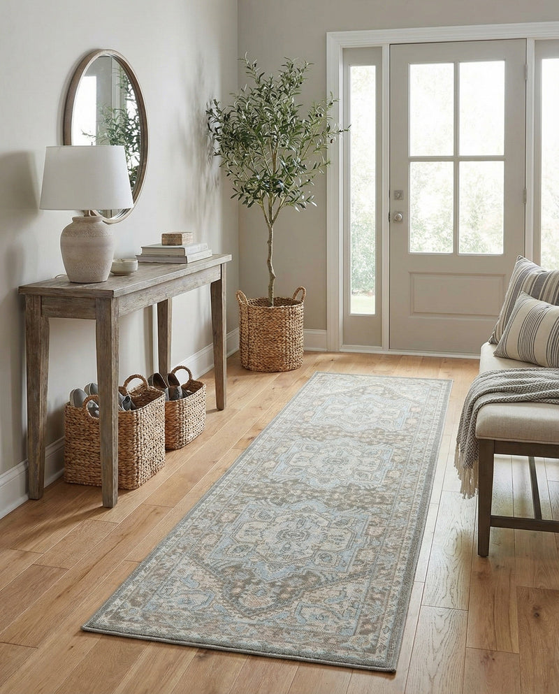 Savannah Series Collection Area Rug - Charleston (Cloud Gray) Runner Cloud Gray  lifestyle 68