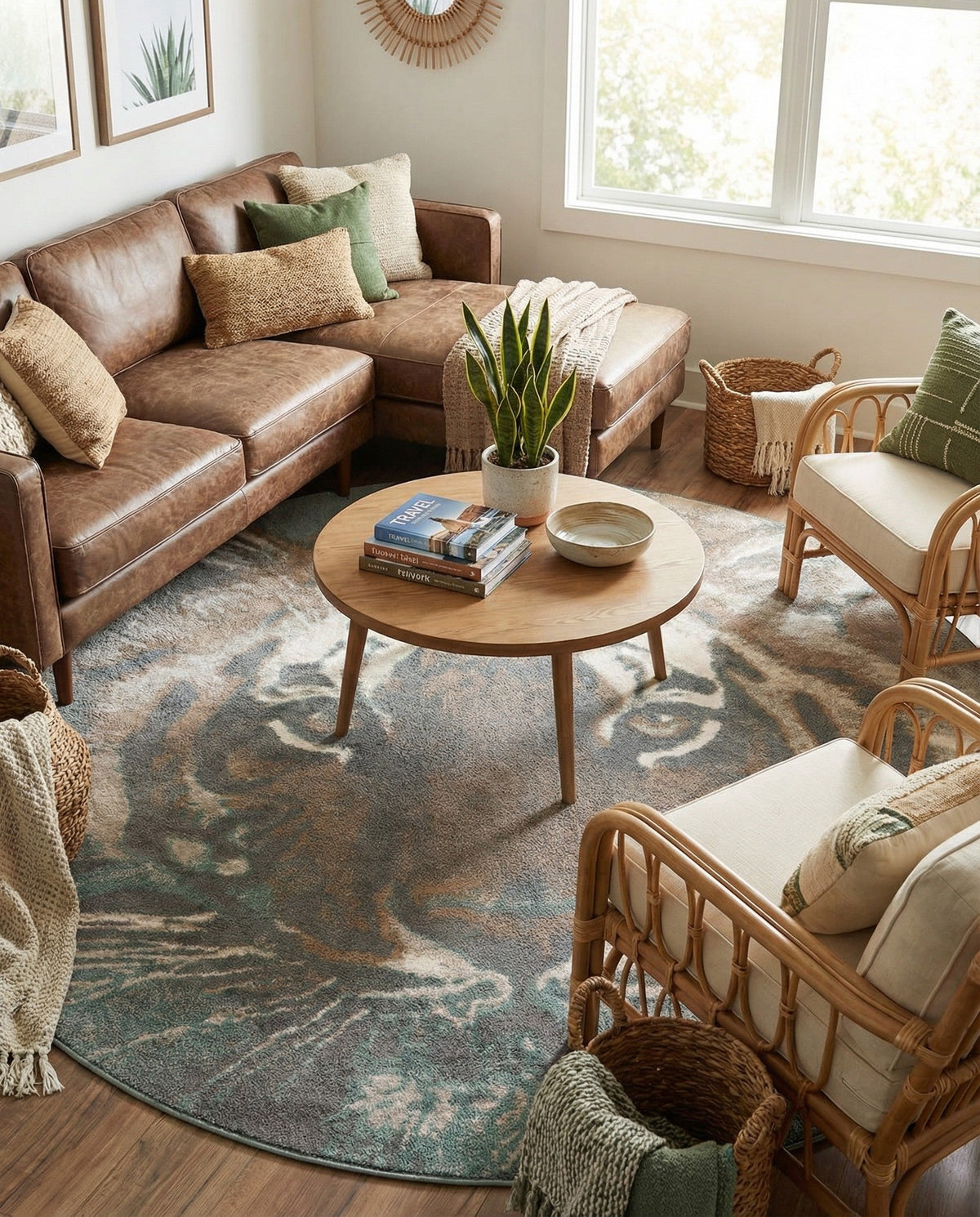 Savannah Sojourn Collection Area Rug -  Okavango Round Multi  lifestyle 63