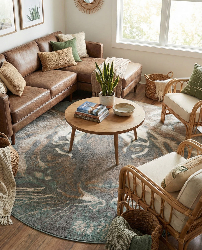Savannah Sojourn Collection Area Rug -  Okavango Round Multi  lifestyle 63