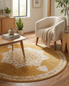 Eden Oasis Collection Area Rug -  Tranquility (Yellow) Round Yellow  lifestyle 54