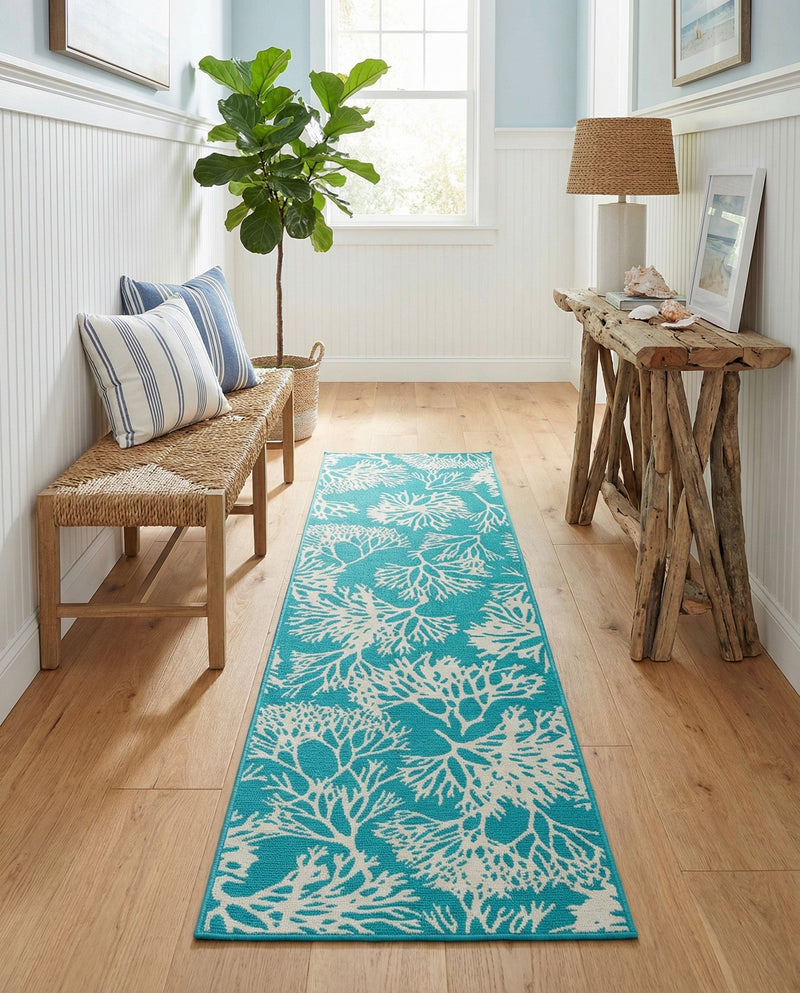 Seaside Haven Rugs Collection Area Rug -  Seaside Runner Teal  lifestyle 41