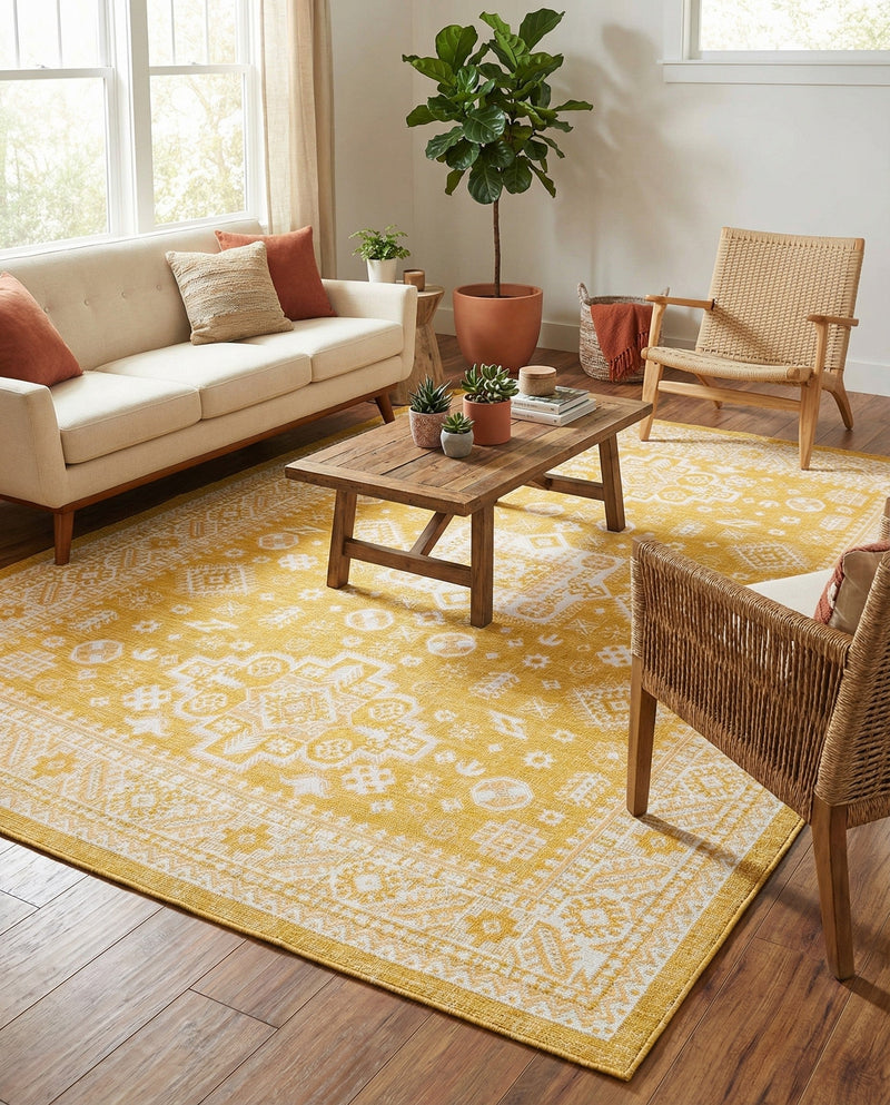 Tribal Terrace Treasures Collection Area Rug -  Incan Isle (Yellow) Rectangle Yellow  lifestyle 31