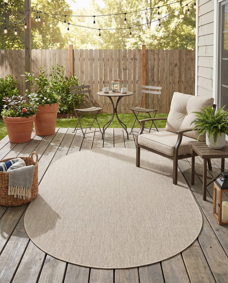 Seaside Serenity Collection Area Rug - Veranda (Light Gray) Oval Light Gray  lifestyle 51