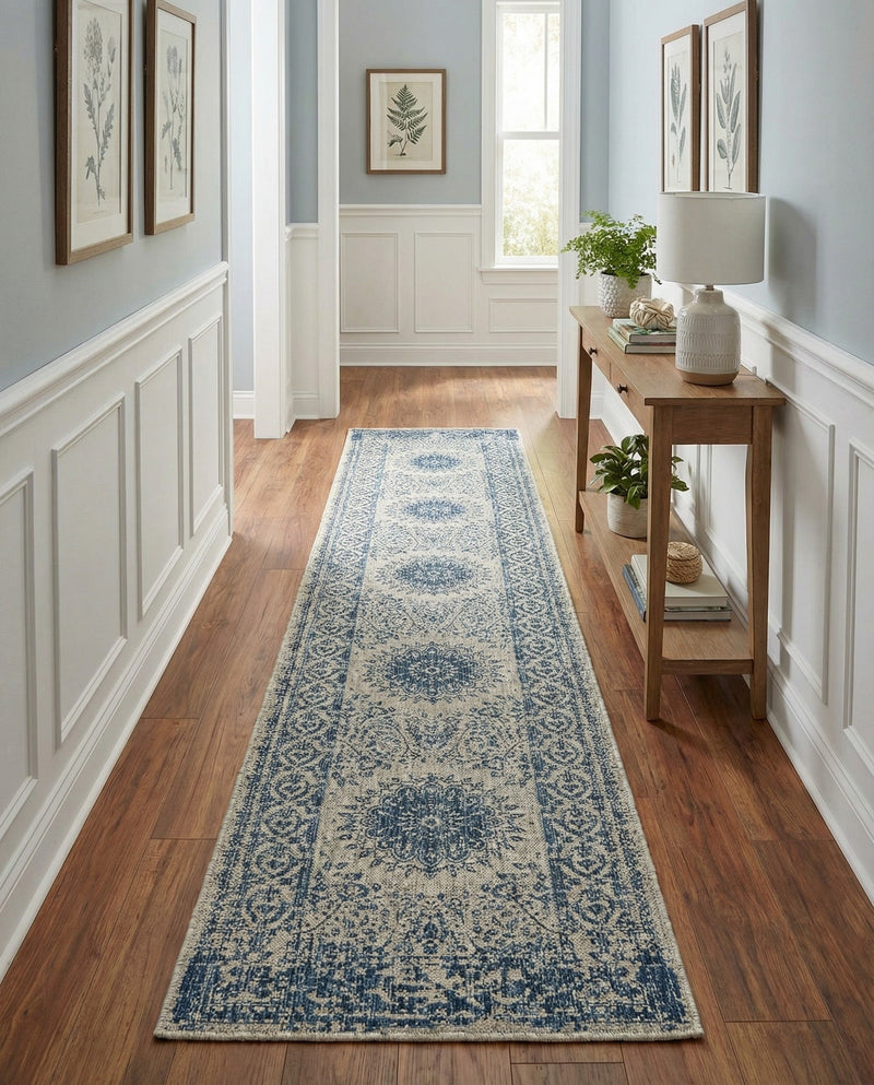 Patio Heritage Collection Area Rug -  Lafayette (Blue) Runner Blue  lifestyle 53