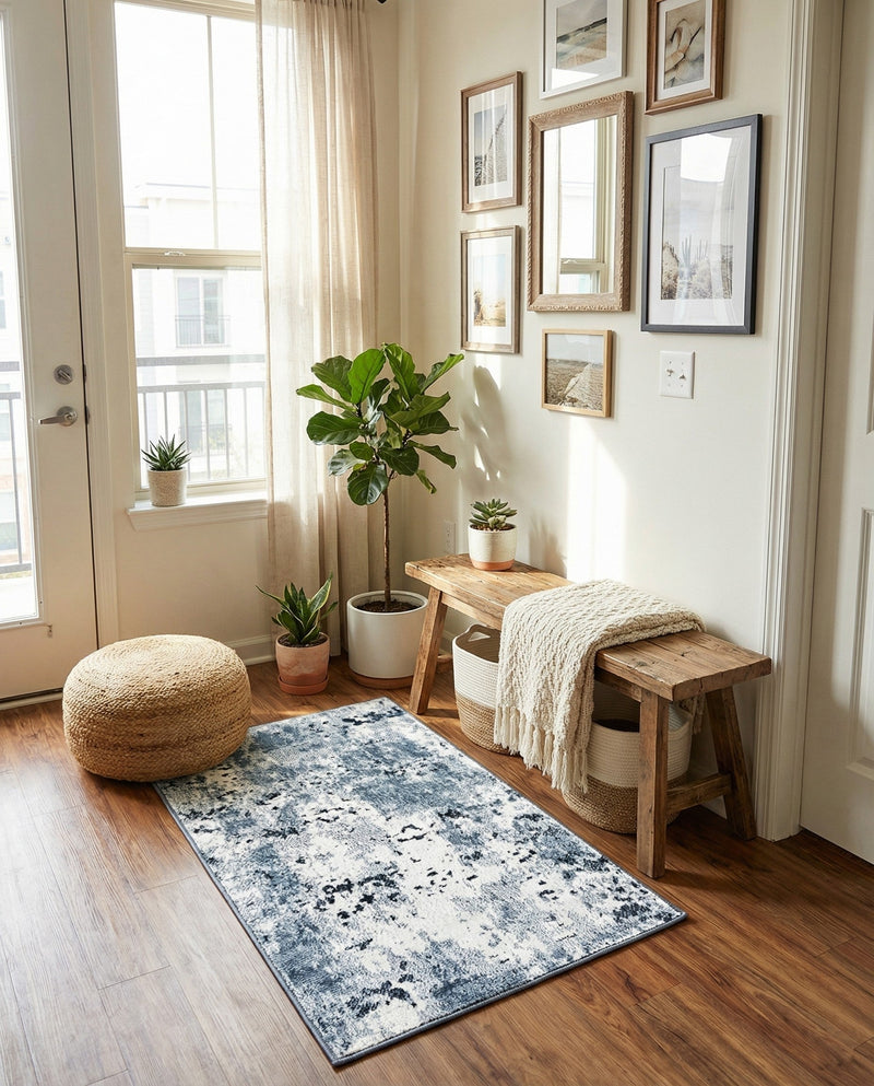 Luminara Sands Collection Area Rug - Elysium (Vintage Blue) Rectangle Vintage Blue  lifestyle 6