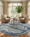 Seaside Blooms Collection Area Rug - Verdure (Blue) Round Blue  lifestyle 58