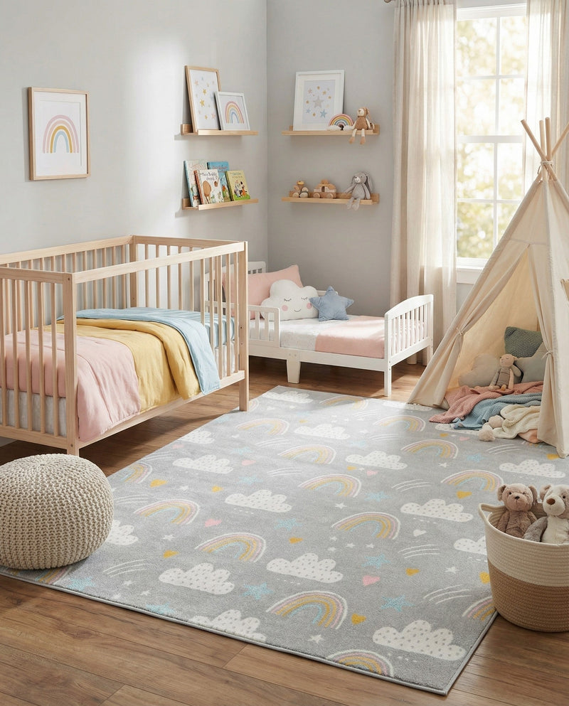Wonder Tykes Collection Area Rug -  Pixel Rectangle Gray  lifestyle 18