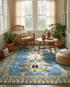 Tabriz Tapestries Collection Area Rug - Azerbaijan (Light Blue) Rectangle Light Blue  lifestyle 13