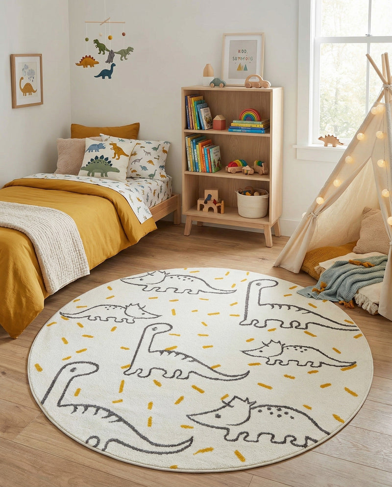 Wonder Tykes Collection Area Rug -  Jamboree Round Ivory  lifestyle 43