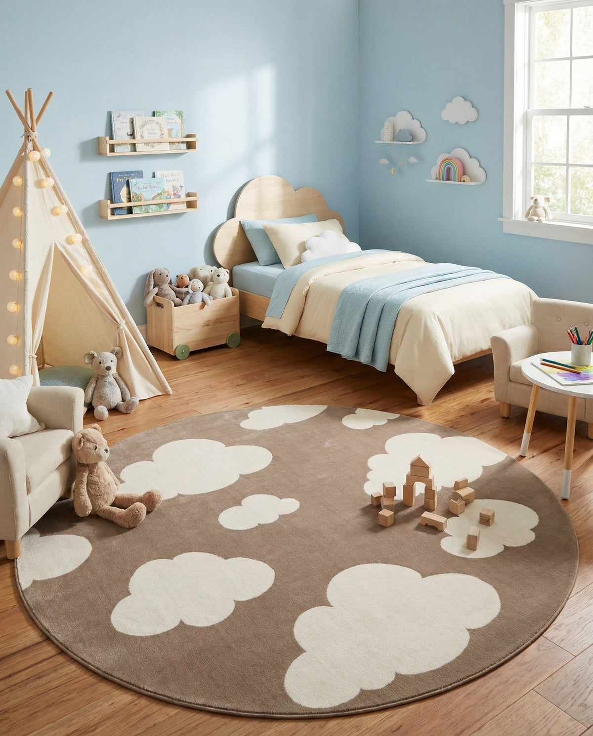 Wonder Tykes Collection Area Rug -  Dreamview Round Hazelnut Beige  lifestyle 92