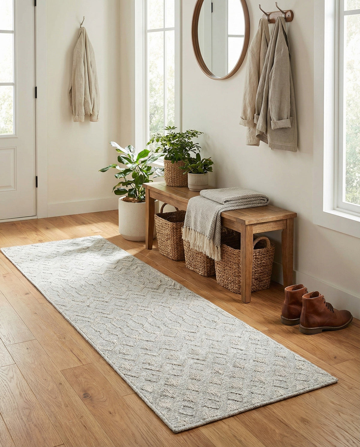 Garden Lattice Charm Collection Area Rug -  Pergola (Grey) Runner Grey  lifestyle 56