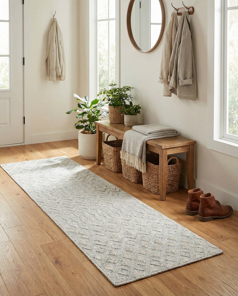 Garden Lattice Charm Collection Area Rug -  Pergola (Grey) Runner Grey  lifestyle 56