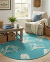 Seaside Haven Rugs Collection Area Rug -  Beachcomber Round Teal  lifestyle 60