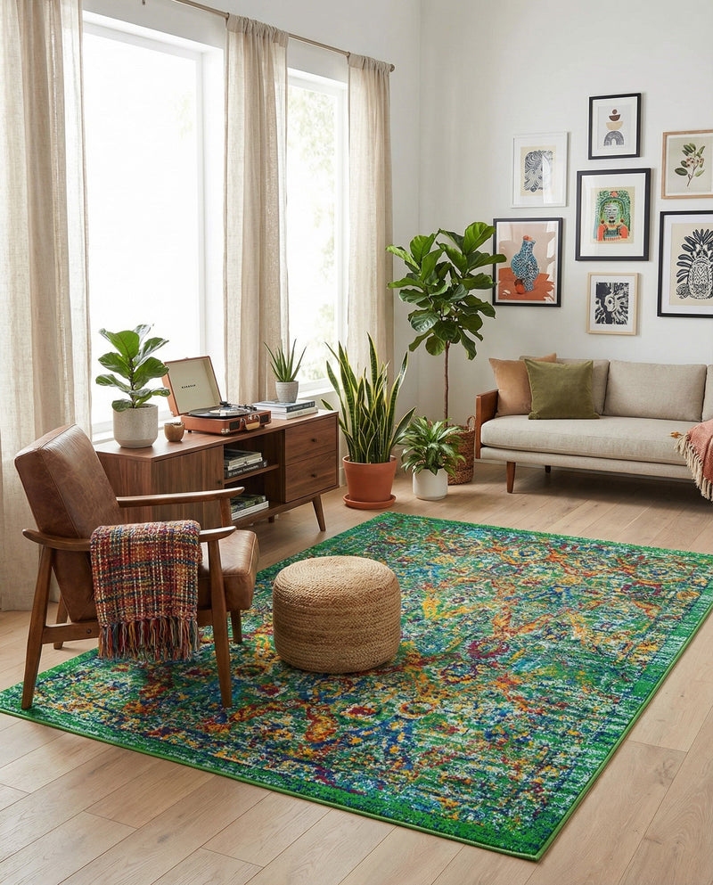 Caribbean Cove Collection Area Rug -  Dominica Rectangle Green  lifestyle 7