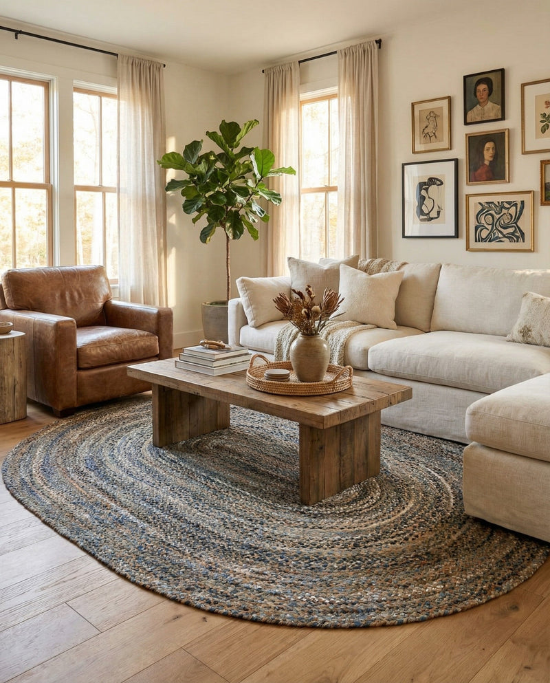 Woven Udaipur Collection Area Rug - Sahara Oval Natural  lifestyle 29