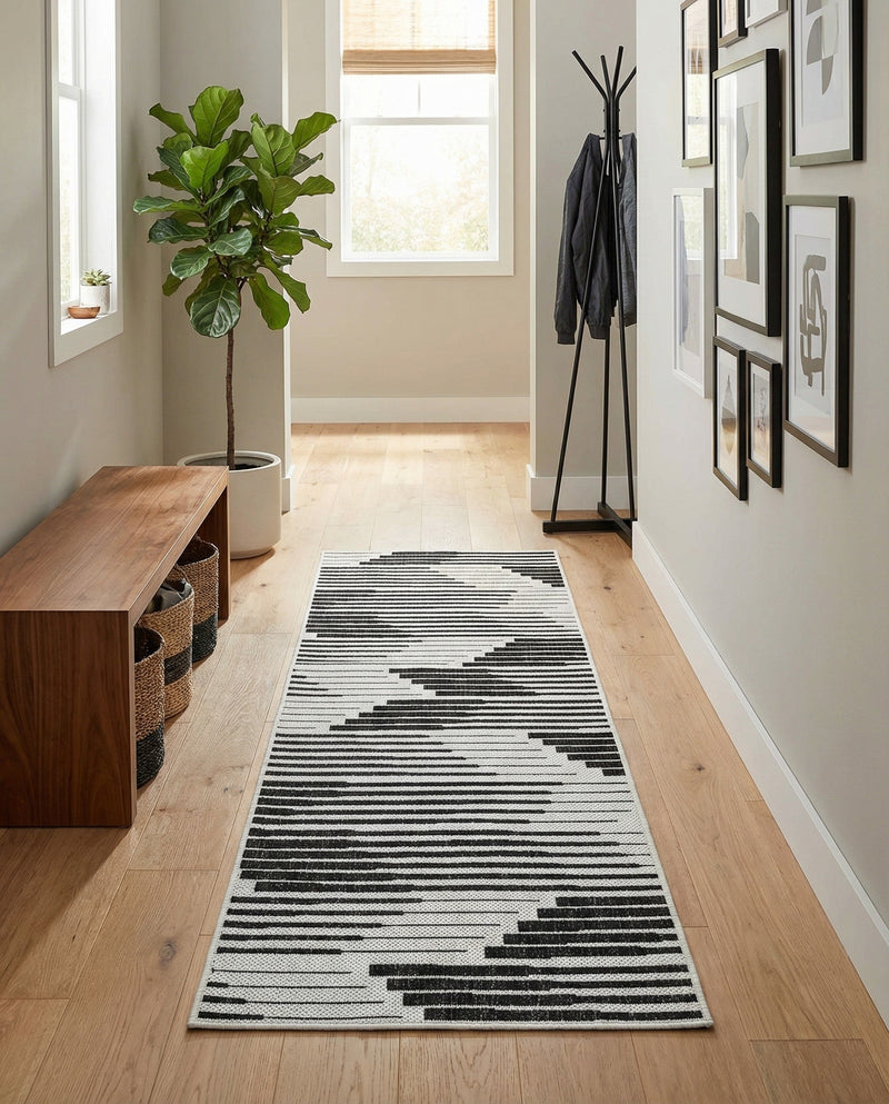 Urban Terrace Collection Area Rug -  Bronx Runner Black and White  lifestyle 40