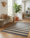Woven Seaside Jute Collection Area Rug - Nantucket Rectangle Navy Ivory  lifestyle 31