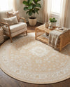 Tribal Terrace Treasures Collection Area Rug -  Incan Isle (Natural) Round Natural  lifestyle 77
