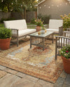 Patio Heritage Collection Area Rug -  Pergola Rectangle Blue and Light Brown  lifestyle 19