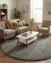 Plush Oasis Collection Area Rug - Serenity (Cloud Gray) Round Cloud Gray  lifestyle 58