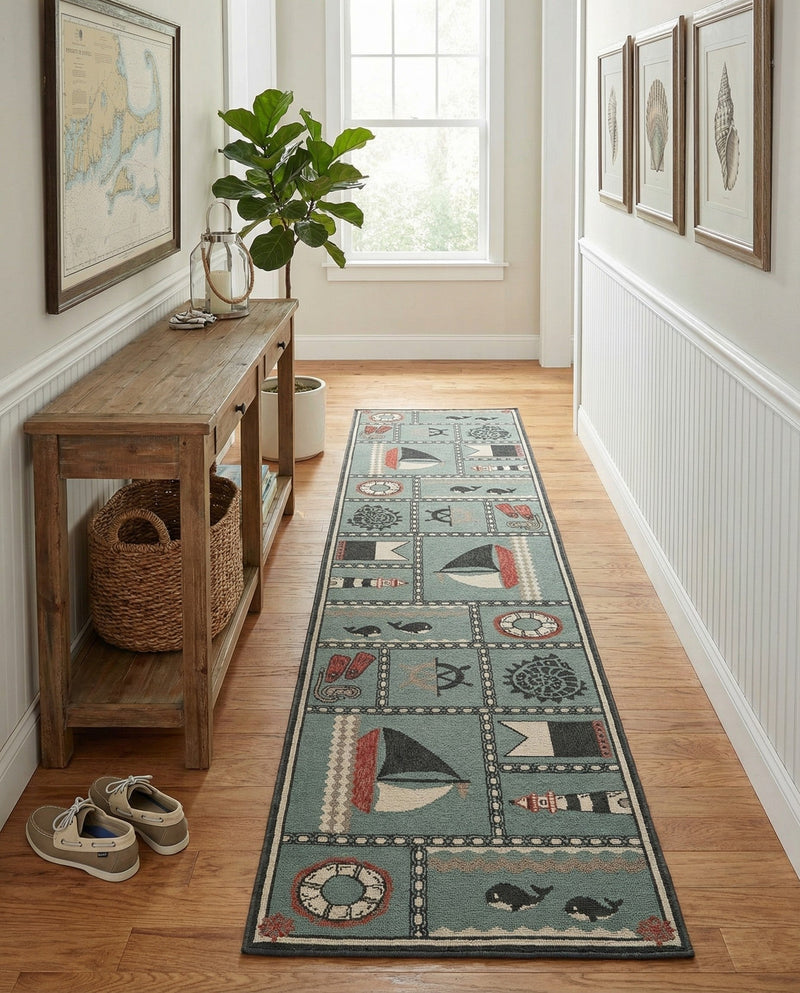 Seaside Haven Rugs Collection Area Rug -  Anchorage Runner Blue  lifestyle 57