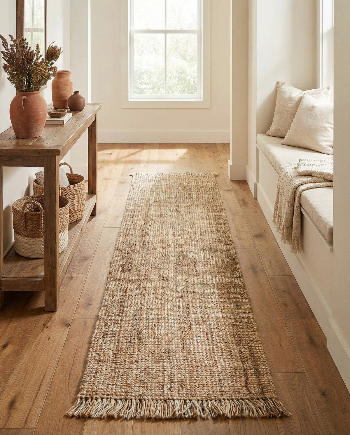 Savannah Jute Collection Area Rug - Tahoe Runner Natural  lifestyle 49