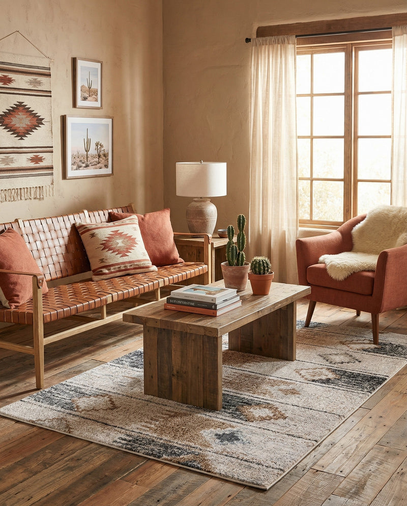 Desert Modern Eco Rug Series Collection Area Rug -  Taos Rectangle Ivory  lifestyle 16